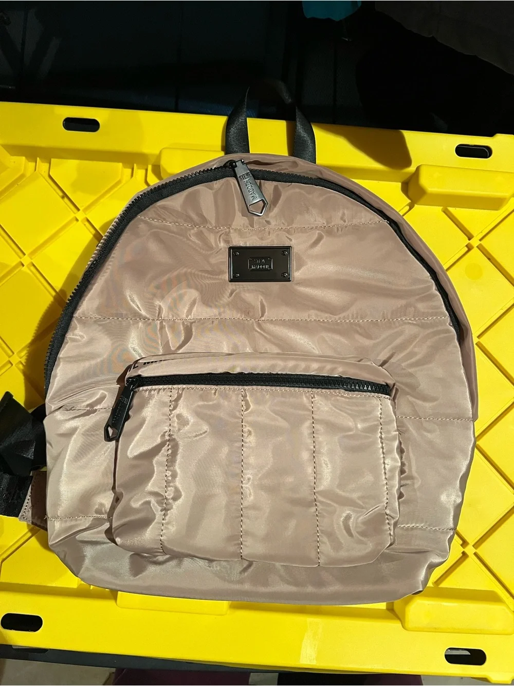 Taupe Quilted Steve Madden Backpack - Minimal Everyday Bag